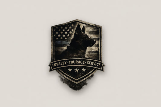 K9 Tribute Sticker — 'Loyalty • Courage • Service' Police Dog Badge Kiss-Cut