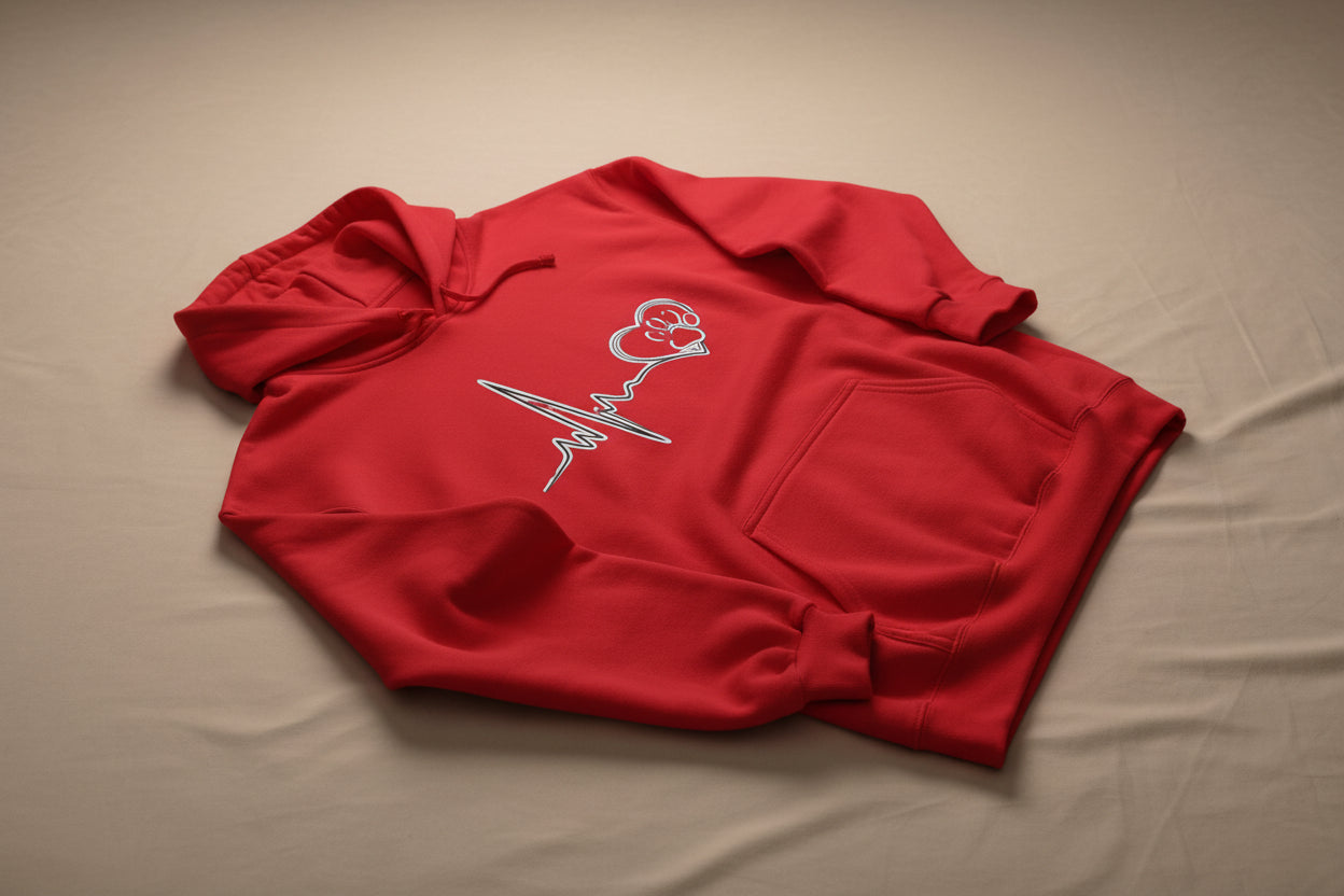 Heartbeat Paw Print Hoodie Dog Lover Heartbeat Pullover