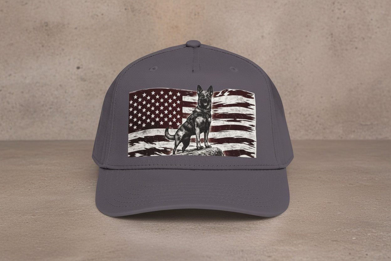 Baseball Cap American Flag with Howling Wolf Vintage Graphic