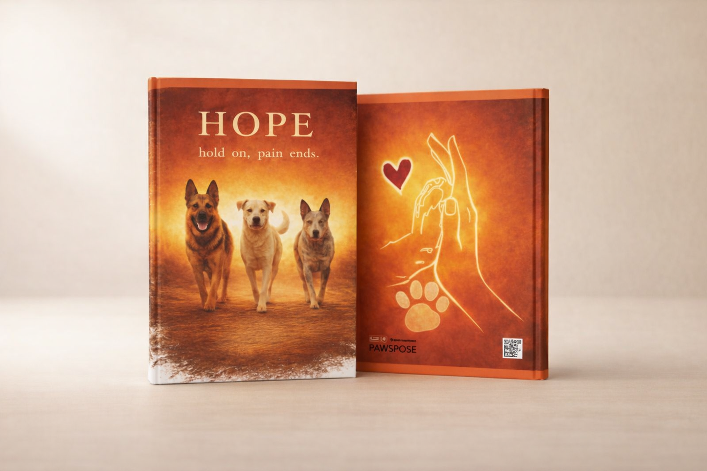 Hope Dog Rescue Hardcover Journal — “HOPE hold on, pain ends.”