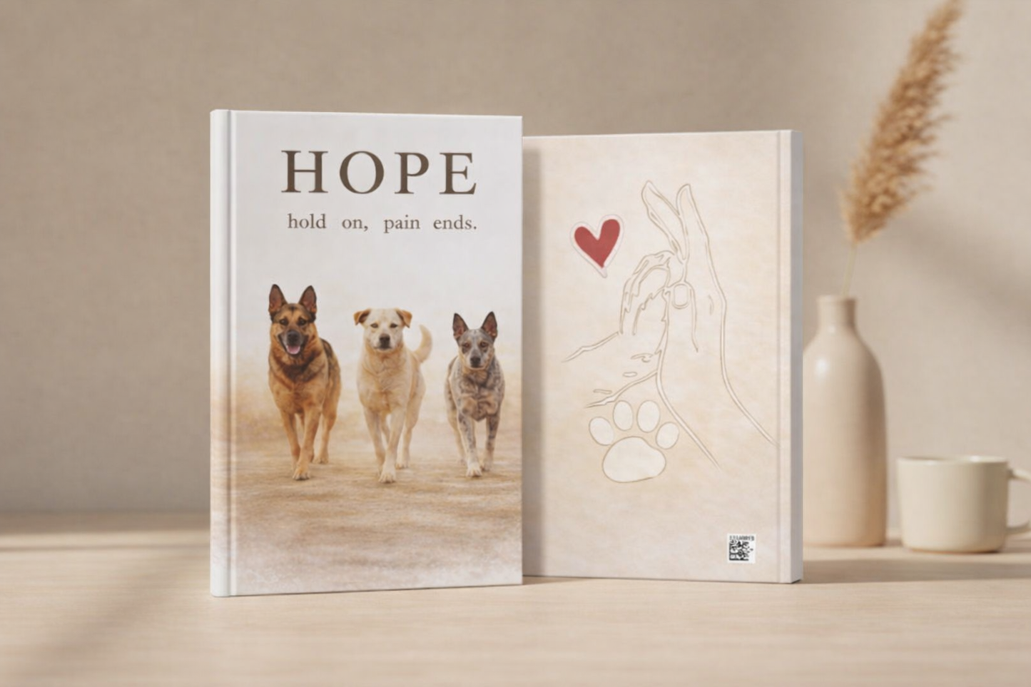 HOPE Hardcover Journal – Inspirational Dog Lover Notebook | “Hold On, Pain Ends