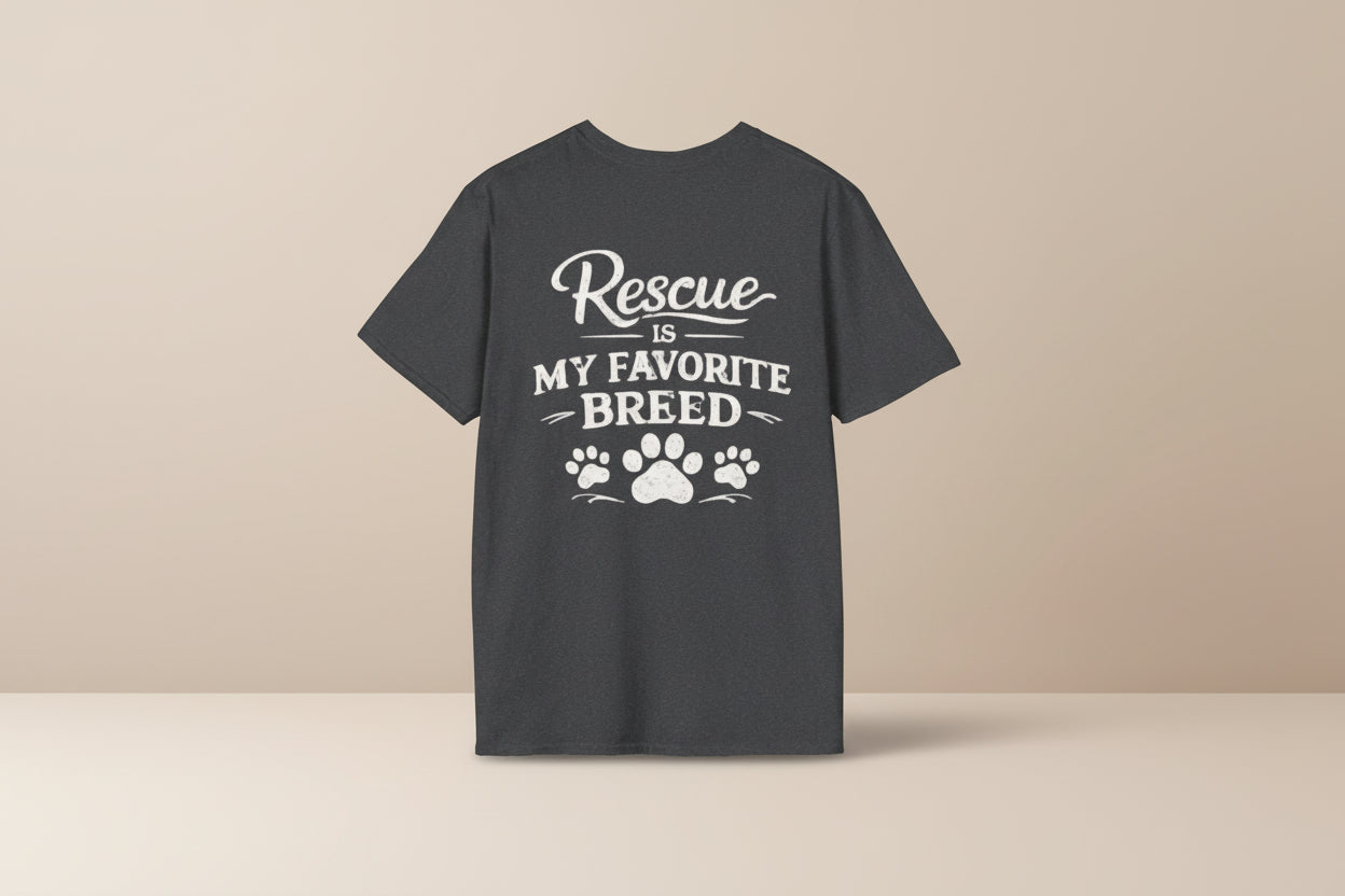 Rescue Is My Favorite Breed T-Shirt Rescue Dog Paw Tee