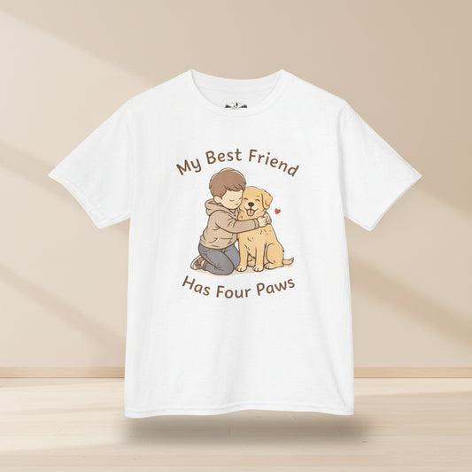 My Best Friend Has Four Paws Kids T-Shirt | Cute Dog Lover Shirt for Boys & Girls