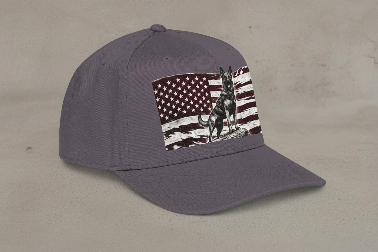 Baseball Cap American Flag with Howling Wolf Vintage Graphic