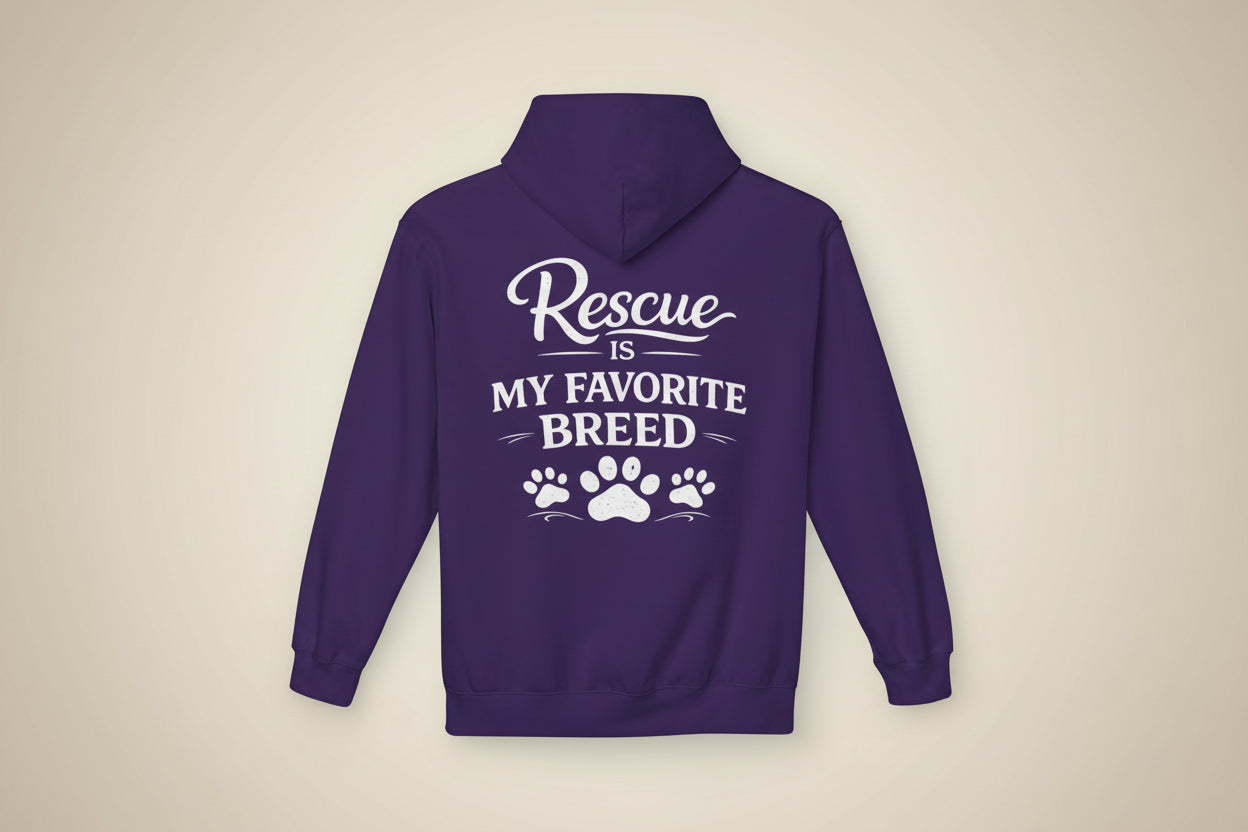 Rescue Is My Favorite Breed Unisex Midweight Fleece Hoodie