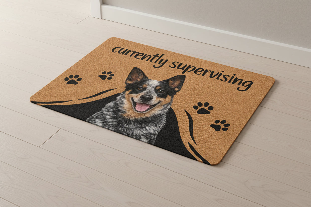 Currently Supervising Dog Feeding Mat Non-Slip Pet Food Mat