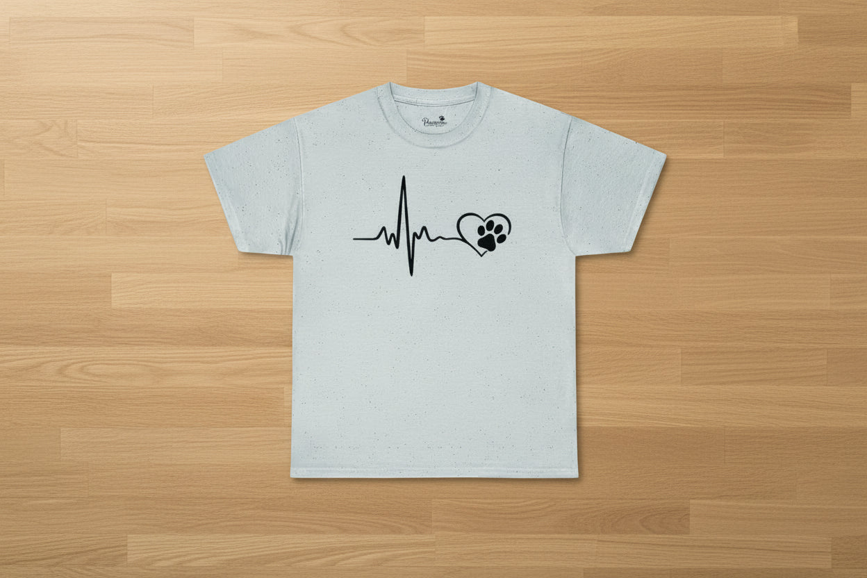 Pet Paw Heartbeat T-Shirt — Dog Lover Paw Print Tee