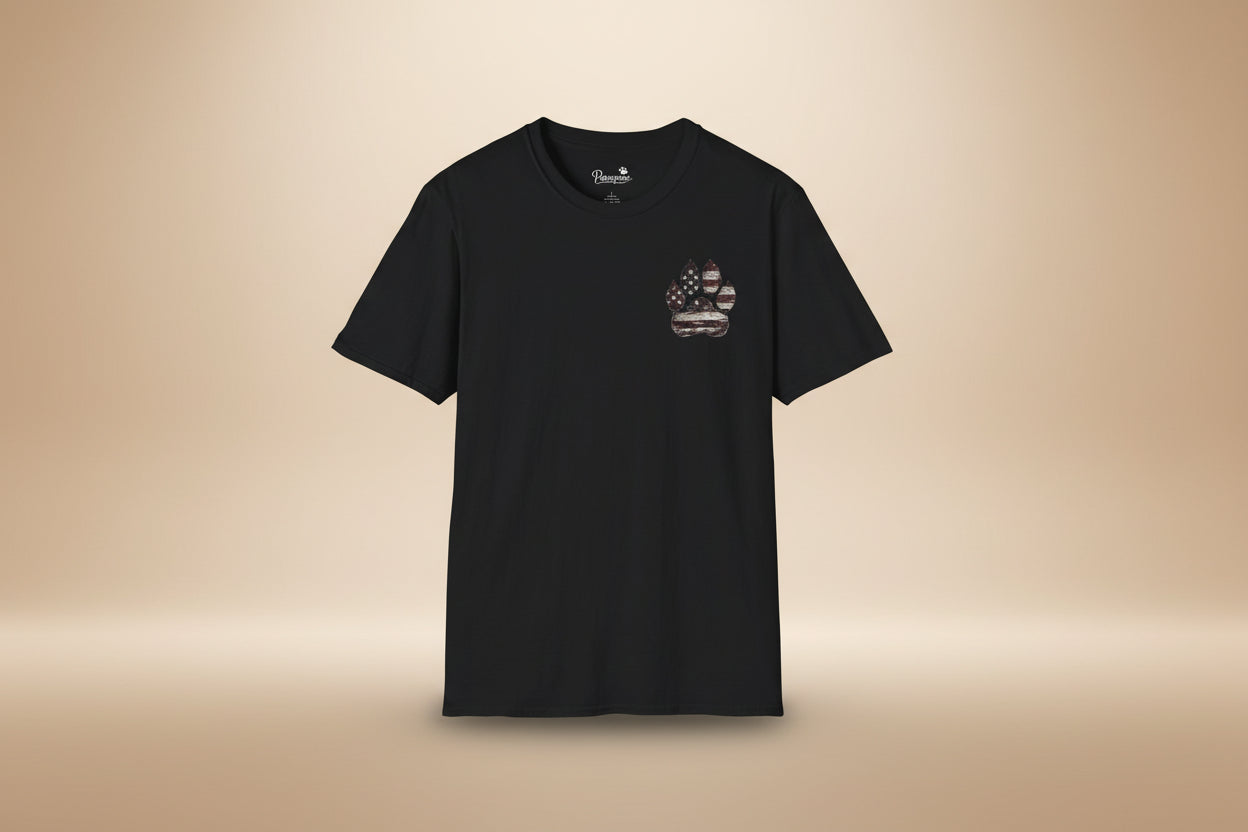 Courage Has Four Paws T-Shirt — American Flag K9 Tribute