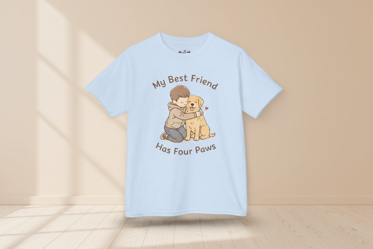 My Best Friend Has Four Paws Kids T-Shirt | Cute Dog Lover Shirt for Boys & Girls