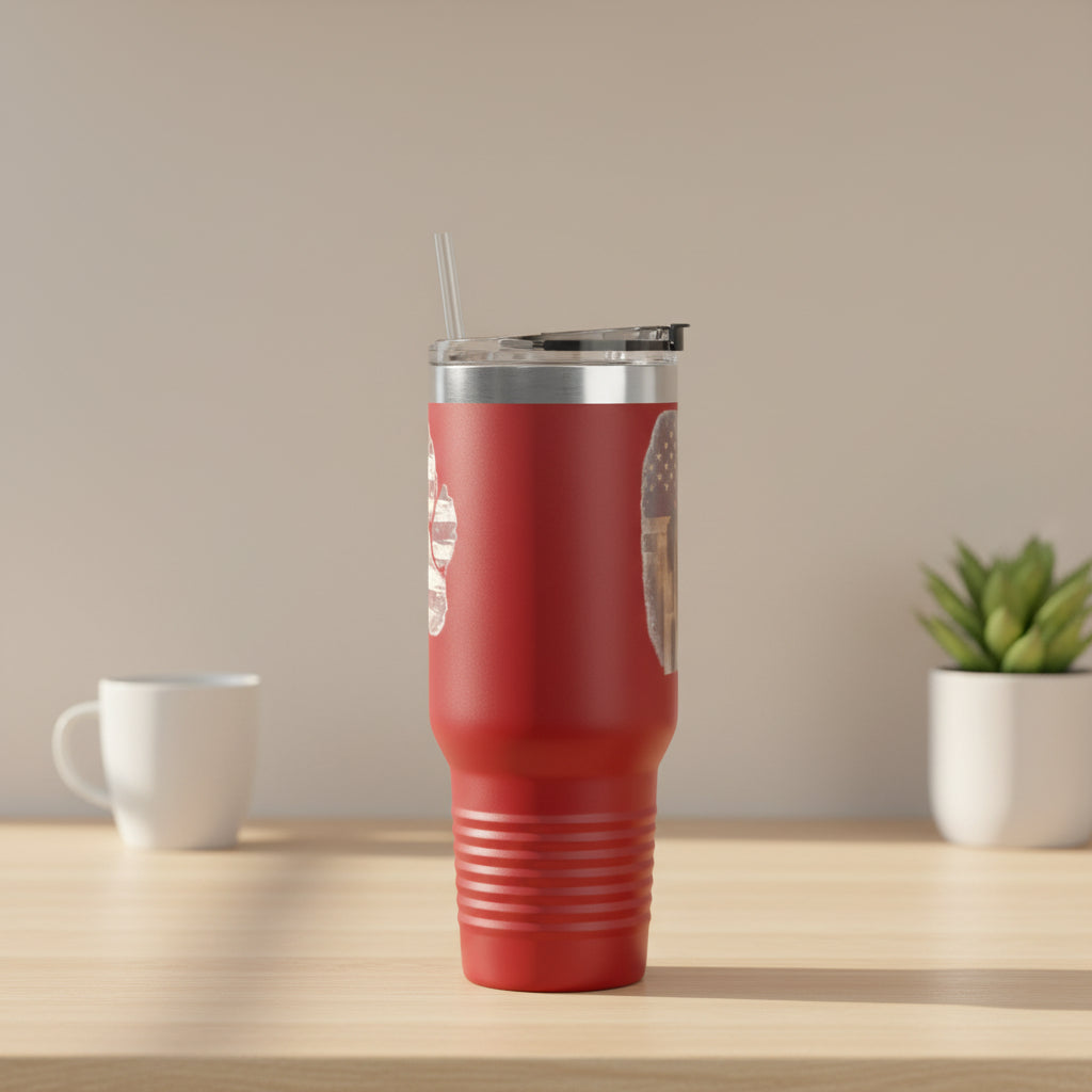 40oz Insulated Travel Mug — K9 Police Dog with American Flag