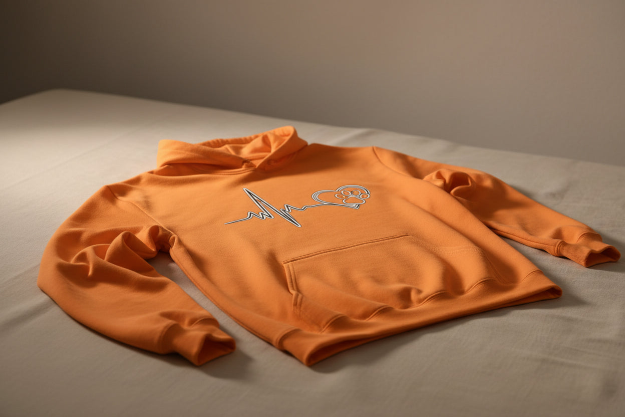 Heartbeat Paw Print Hoodie Dog Lover Heartbeat Pullover