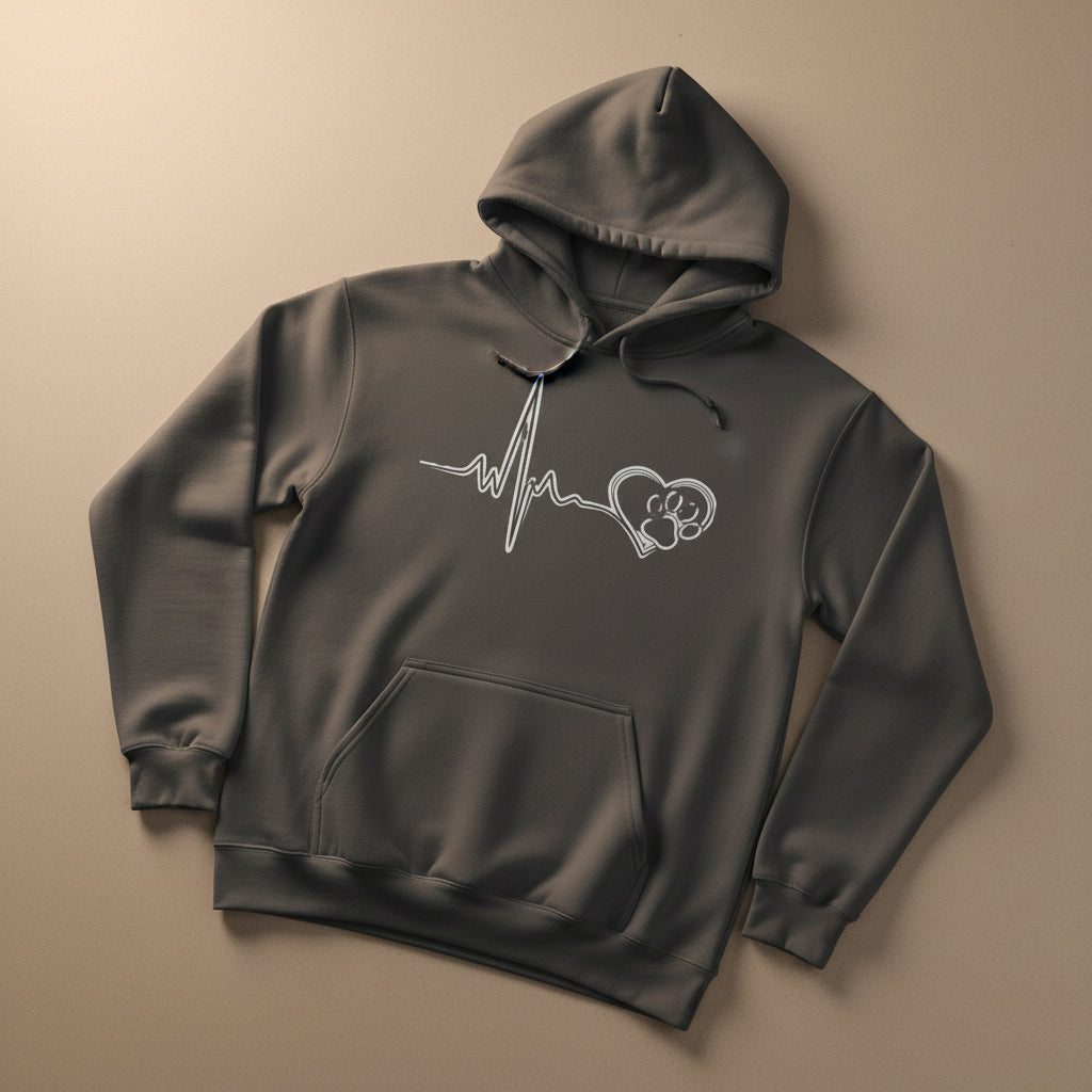 Heartbeat Paw Print Hoodie Dog Lover Heartbeat Pullover