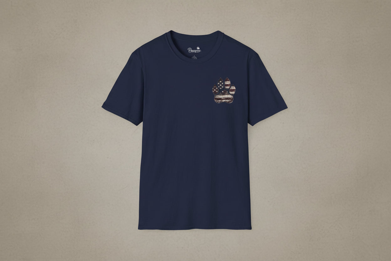 Courage Has Four Paws T-Shirt — American Flag K9 Tribute