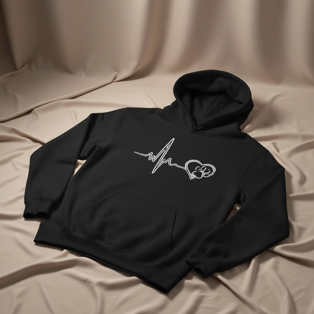 Heartbeat Paw Print Hoodie Dog Lover Heartbeat Pullover