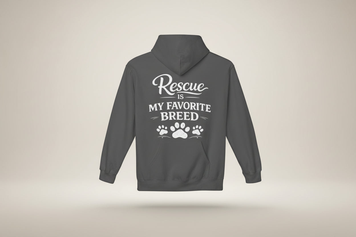 Rescue Is My Favorite Breed Unisex Midweight Fleece Hoodie