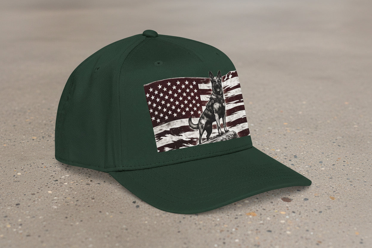 Baseball Cap American Flag with Howling Wolf Vintage Graphic