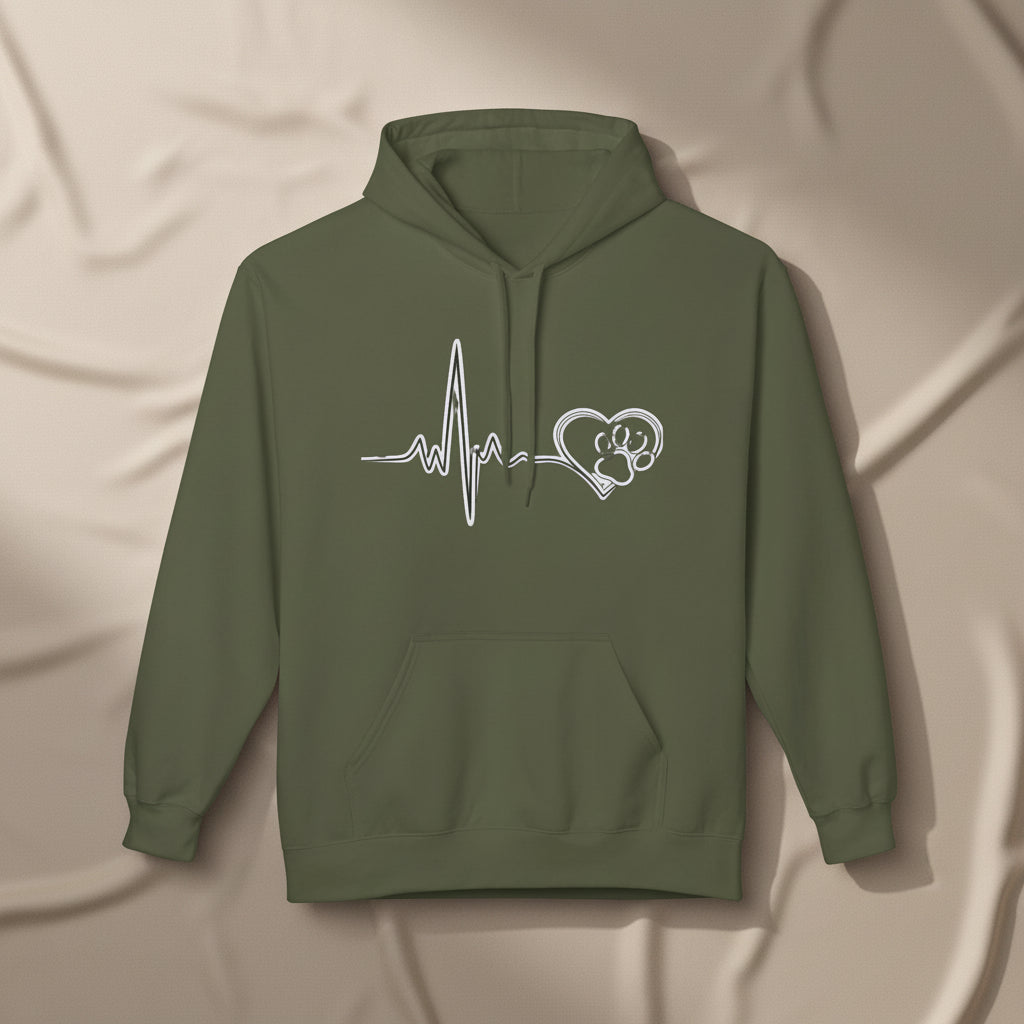 Heartbeat Paw Print Hoodie Dog Lover Heartbeat Pullover