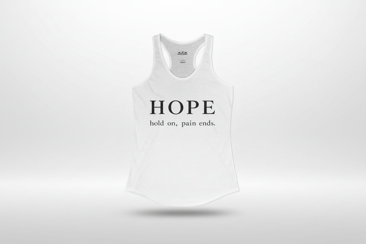 HOPE Hold On Pain Ends Women’s Racerback Tank Top | Inspirational Slim Fit Tank