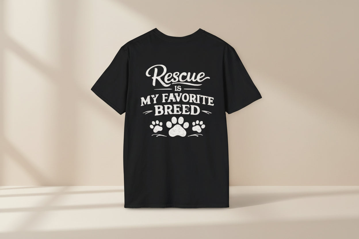 Rescue Is My Favorite Breed T-Shirt Rescue Dog Paw Tee