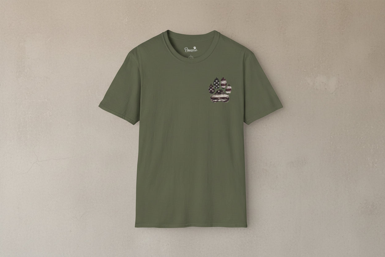 Courage Has Four Paws T-Shirt — American Flag K9 Tribute