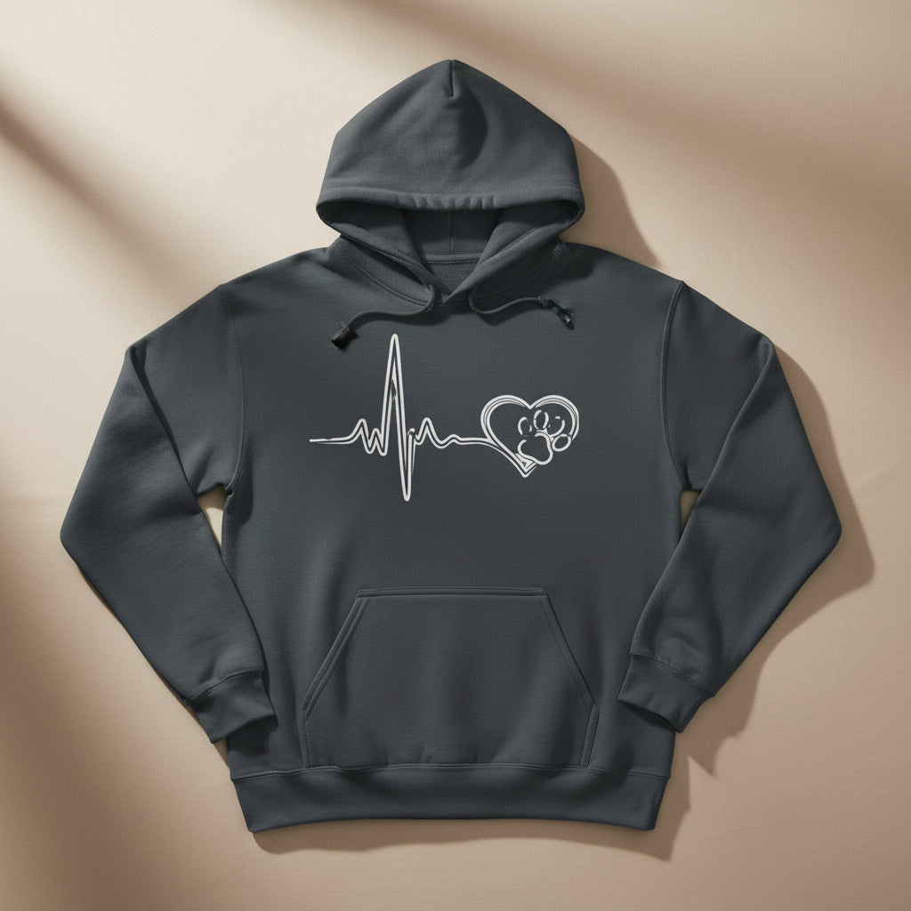 Heartbeat Paw Print Hoodie Dog Lover Heartbeat Pullover