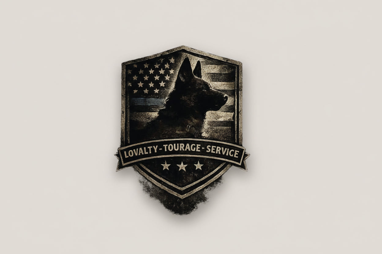 K9 Tribute Sticker — 'Loyalty • Courage • Service' Police Dog Badge Kiss-Cut