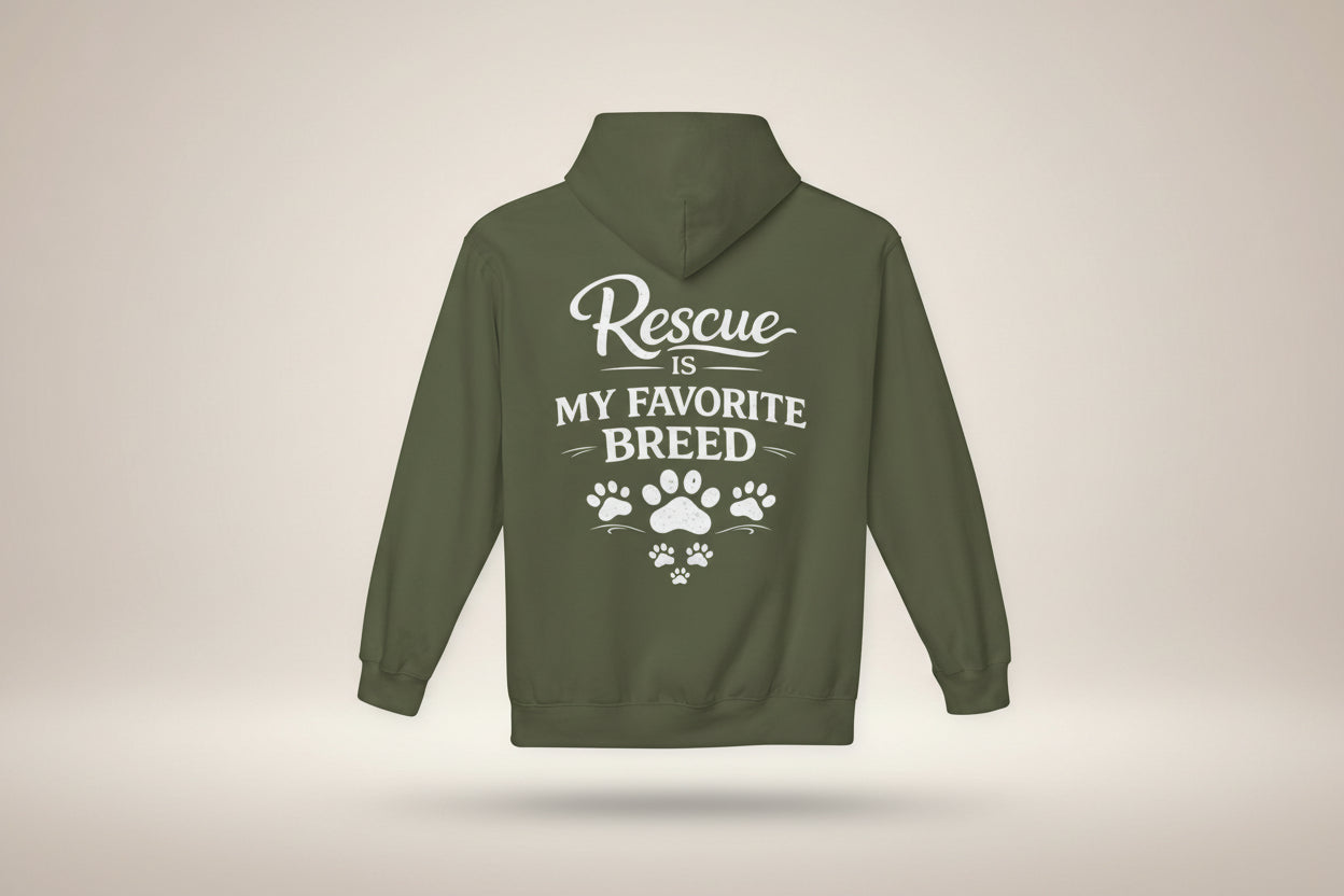 Rescue Is My Favorite Breed Unisex Midweight Fleece Hoodie