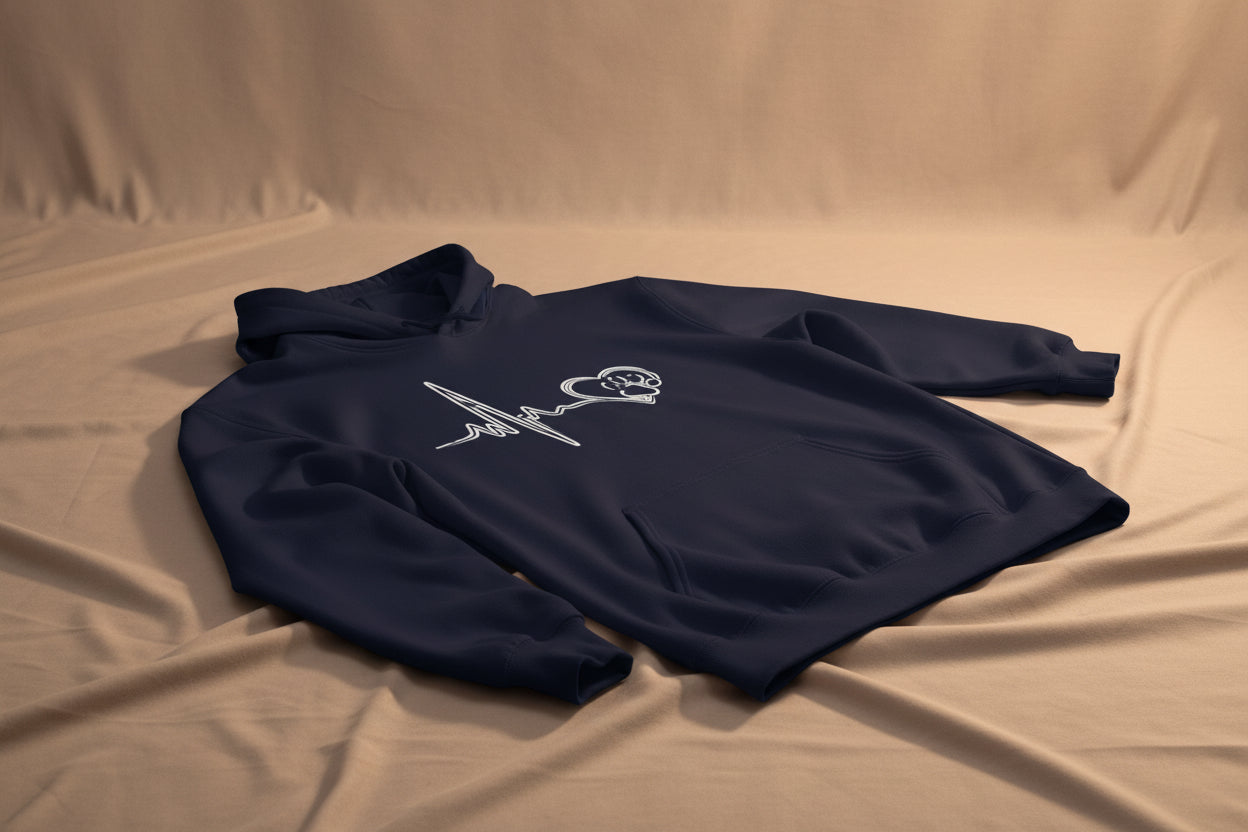 Heartbeat Paw Print Hoodie Dog Lover Heartbeat Pullover