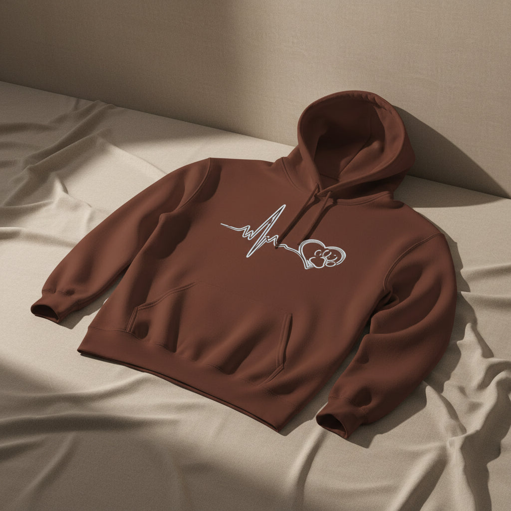Heartbeat Paw Print Hoodie Dog Lover Heartbeat Pullover