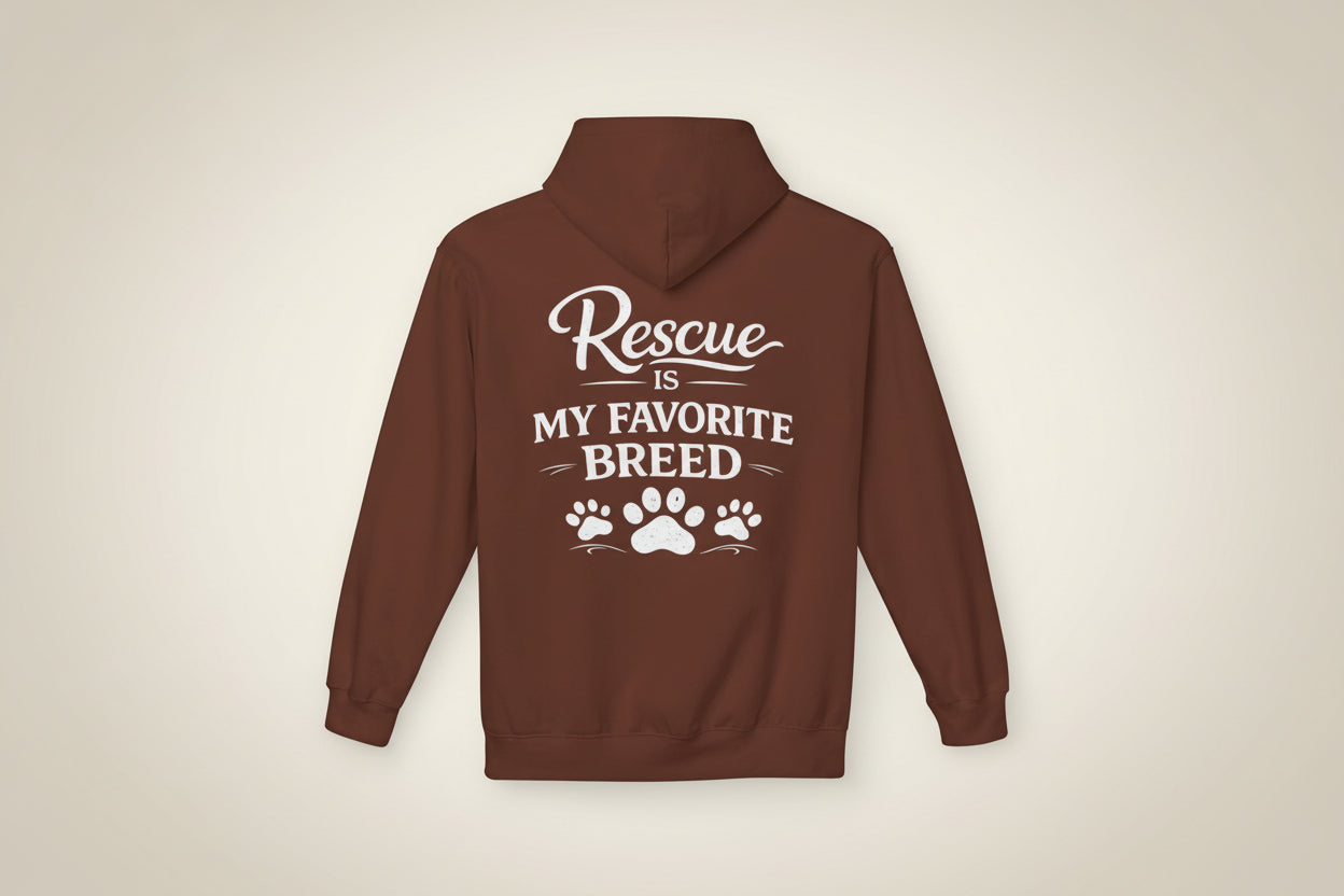 Rescue Is My Favorite Breed Unisex Midweight Fleece Hoodie