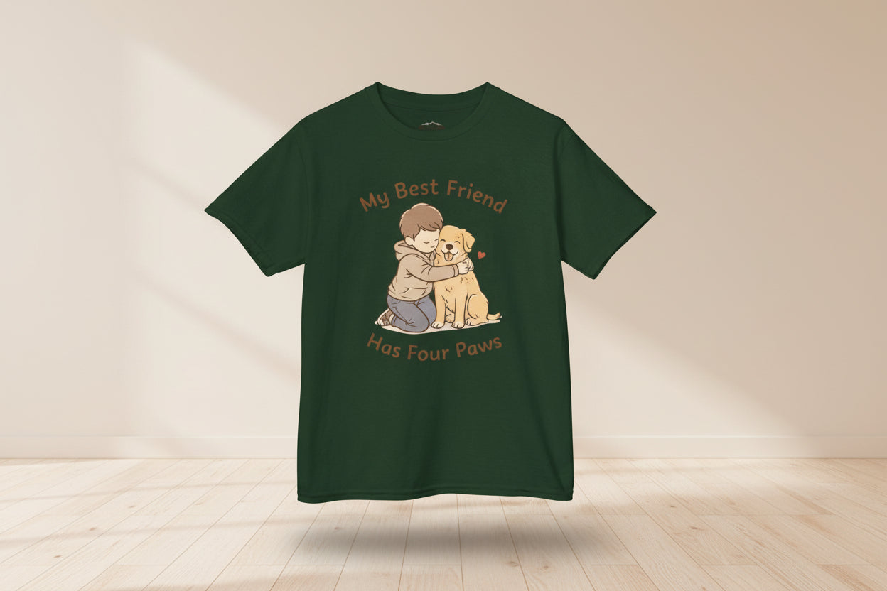 My Best Friend Has Four Paws Kids T-Shirt | Cute Dog Lover Shirt for Boys & Girls