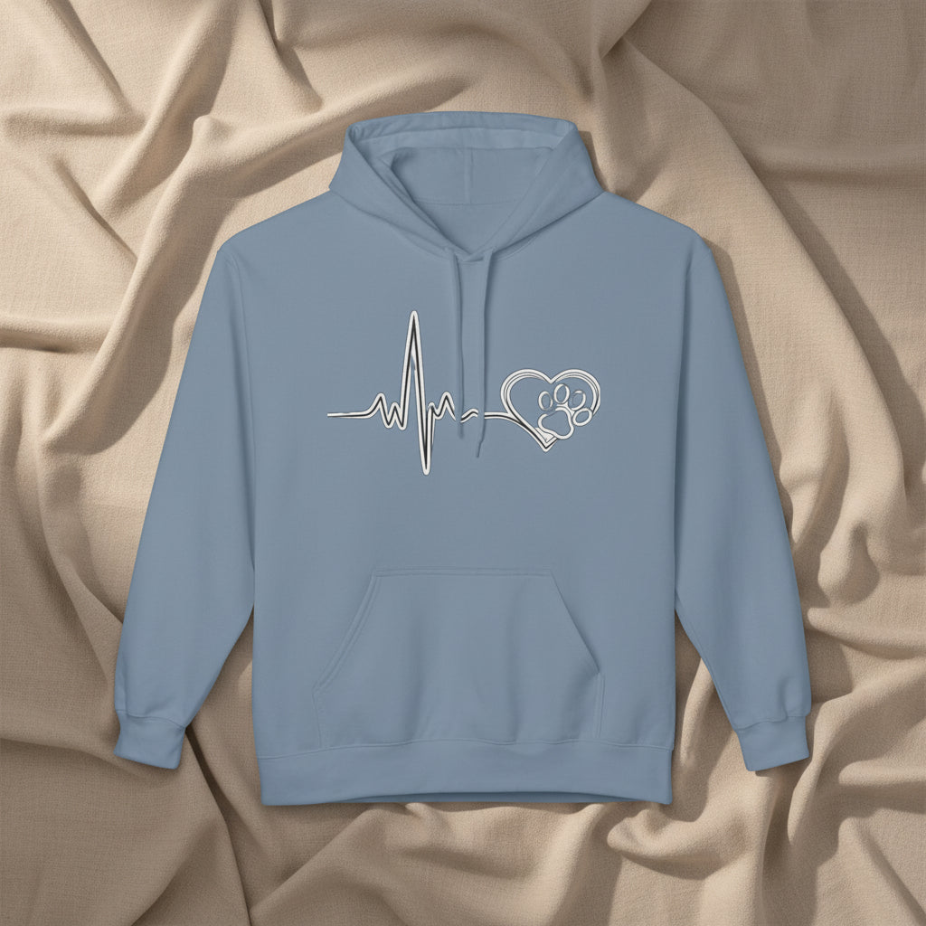 Heartbeat Paw Print Hoodie Dog Lover Heartbeat Pullover