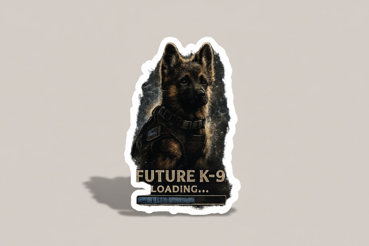 Future K-9 Loading Sticker — German Shepherd Puppy Tactical Vinyl Sticker