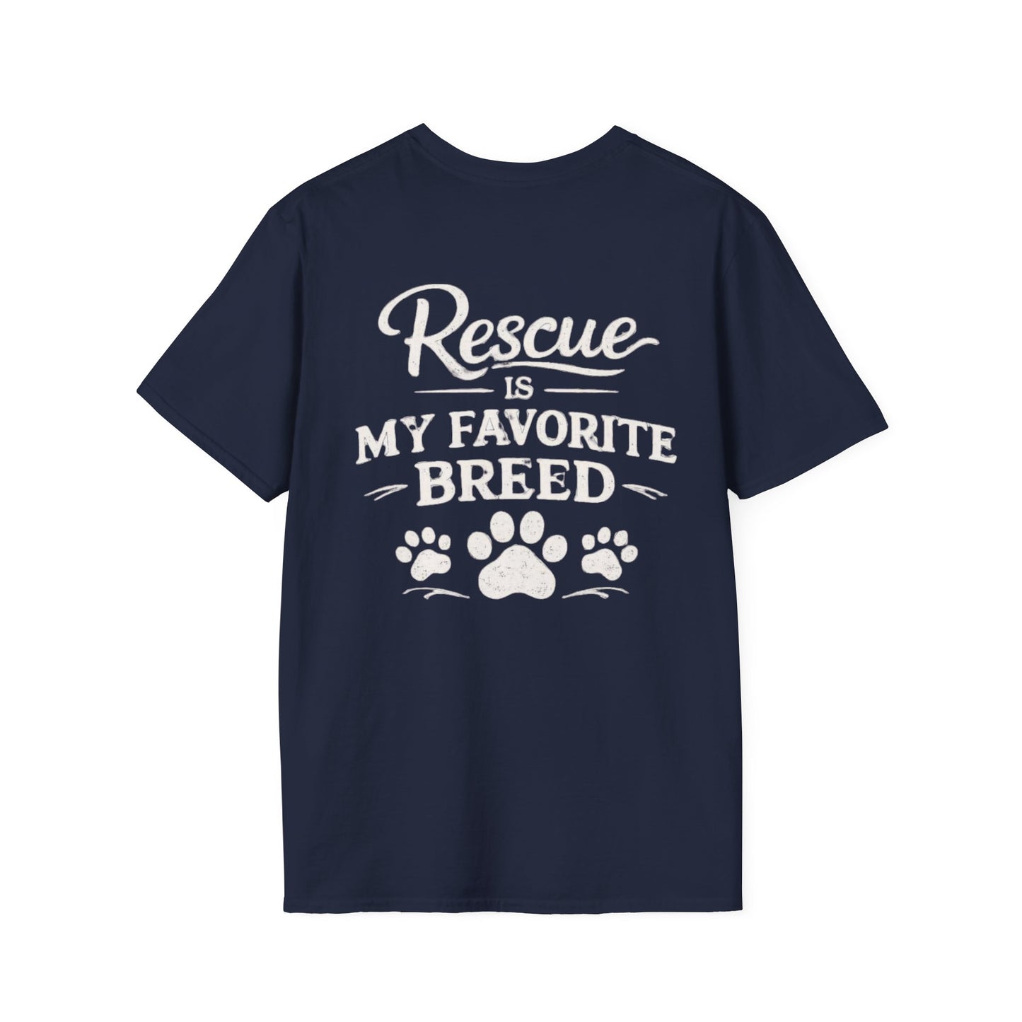 Rescue Is My Favorite Breed T-Shirt Rescue Dog Paw Tee