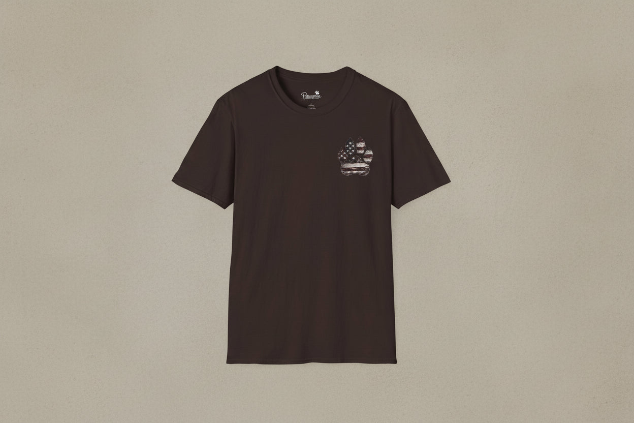 Courage Has Four Paws T-Shirt — American Flag K9 Tribute