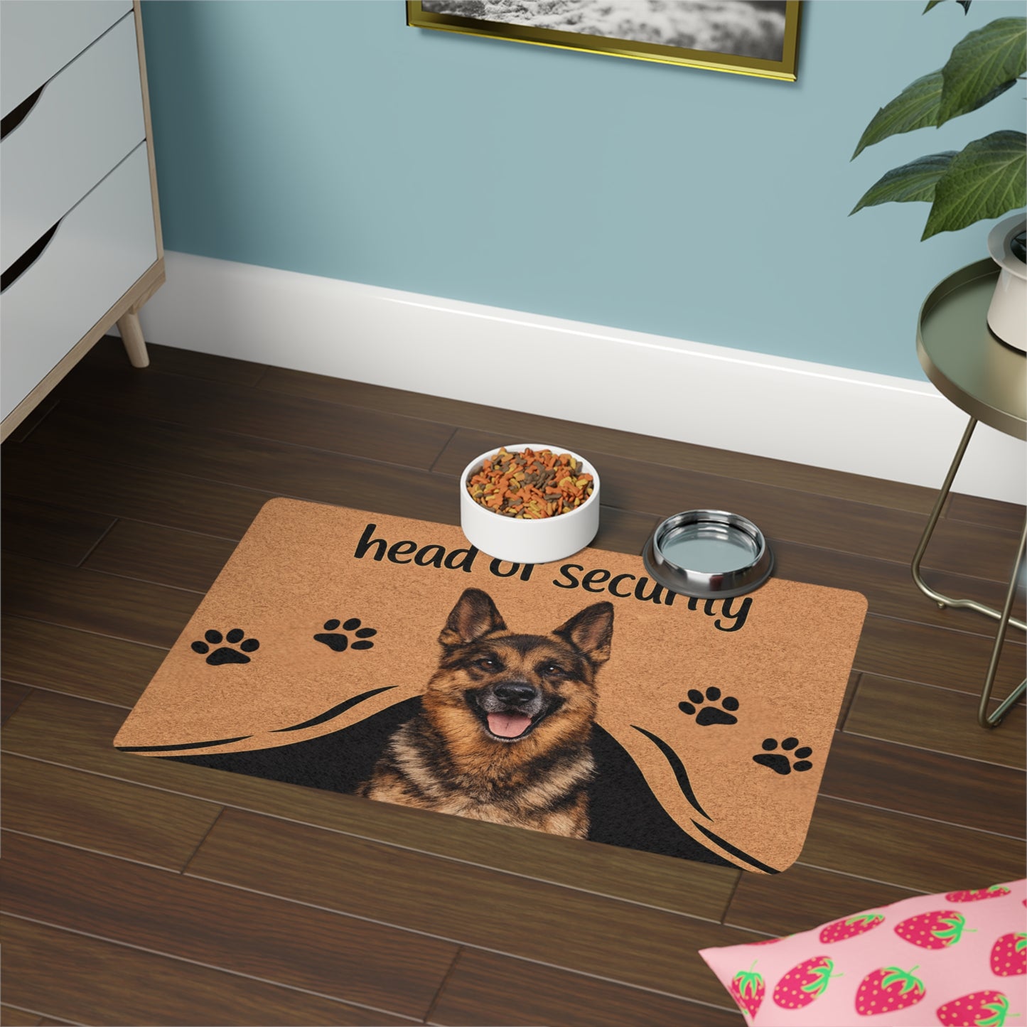 Head of Security German Shepherd Pet Food Mat