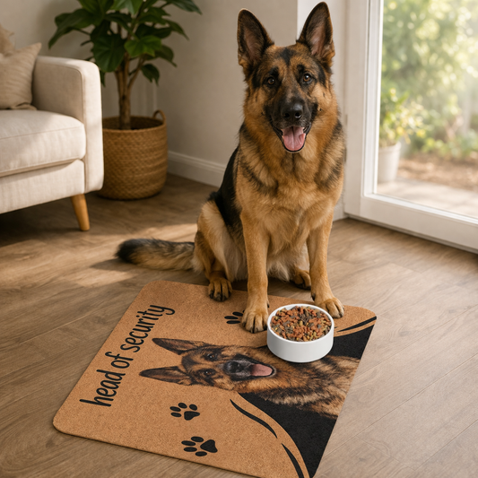 Head of Security German Shepherd Pet Food Mat