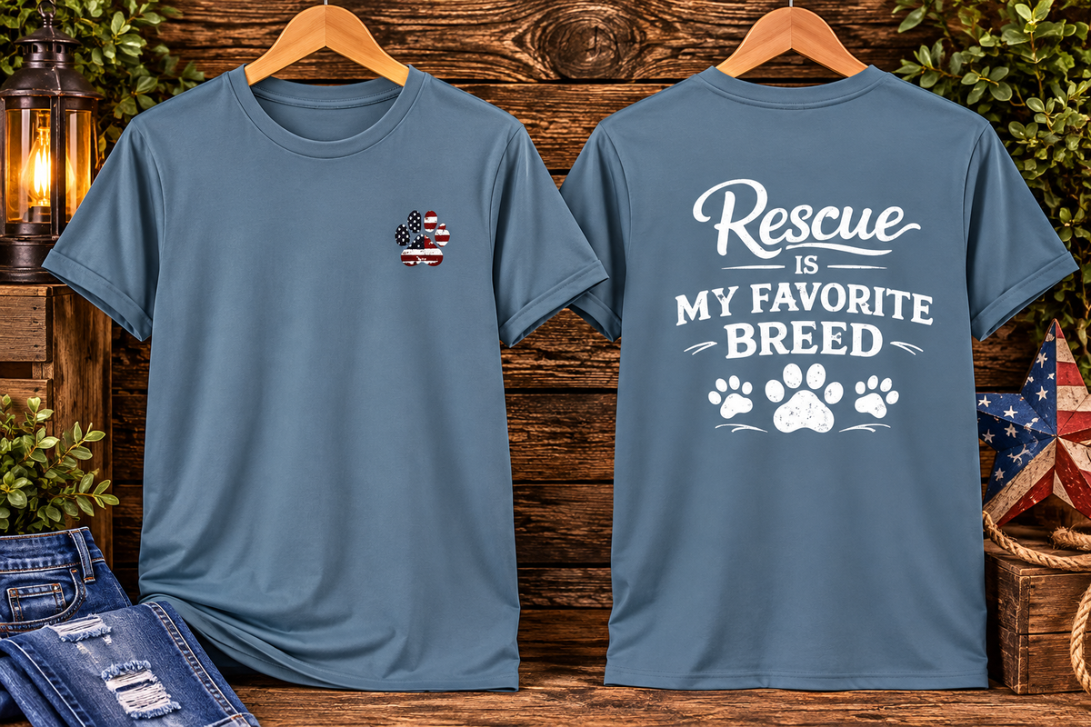 Rescue Is My Favorite Breed T-Shirt Rescue Dog Paw Tee