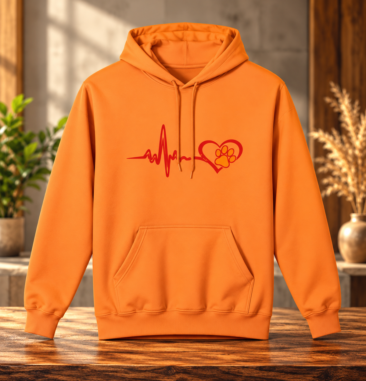 Heartbeat Paw Print Hoodie Dog Lover Heartbeat Pullover