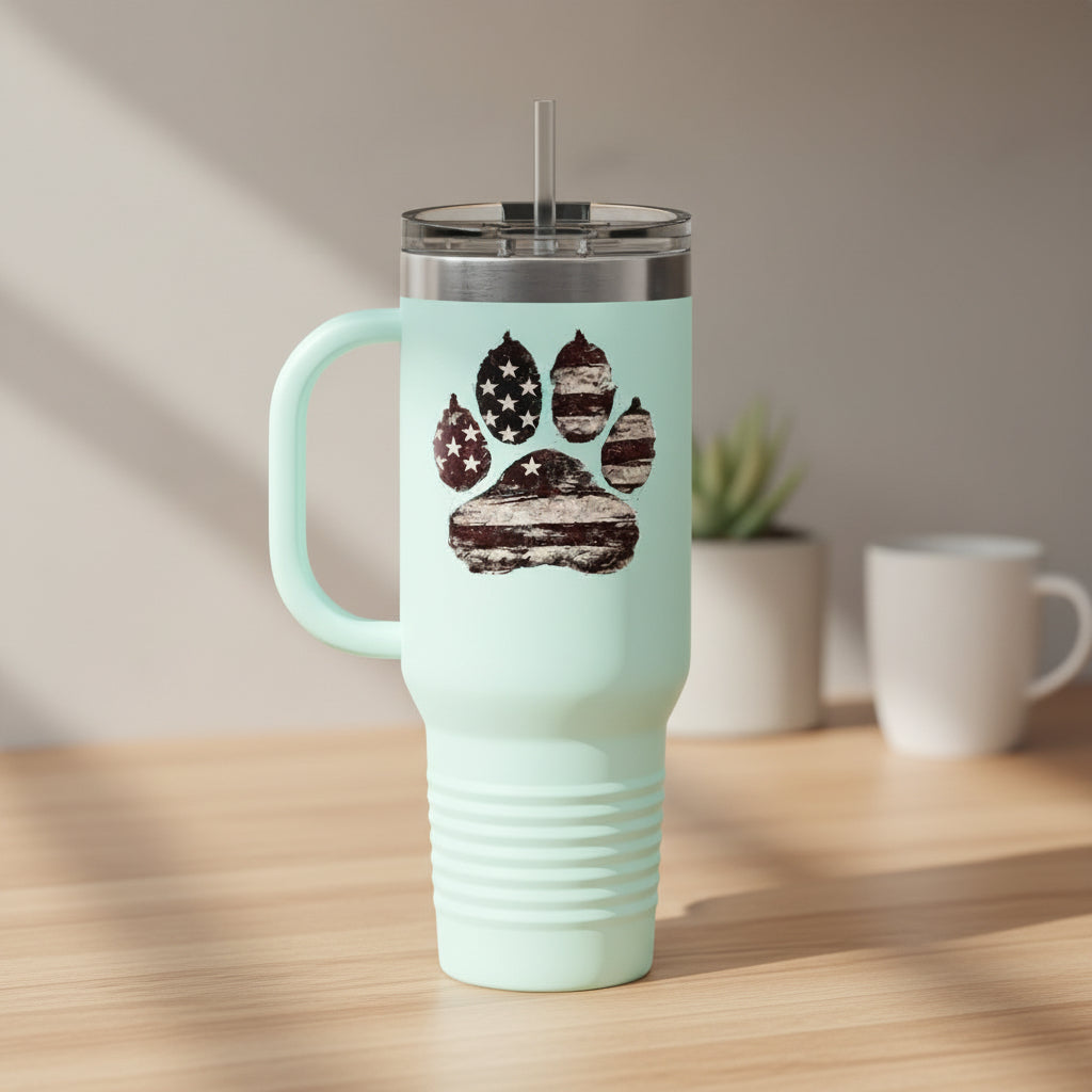 40oz Insulated Travel Mug — K9 Police Dog with American Flag