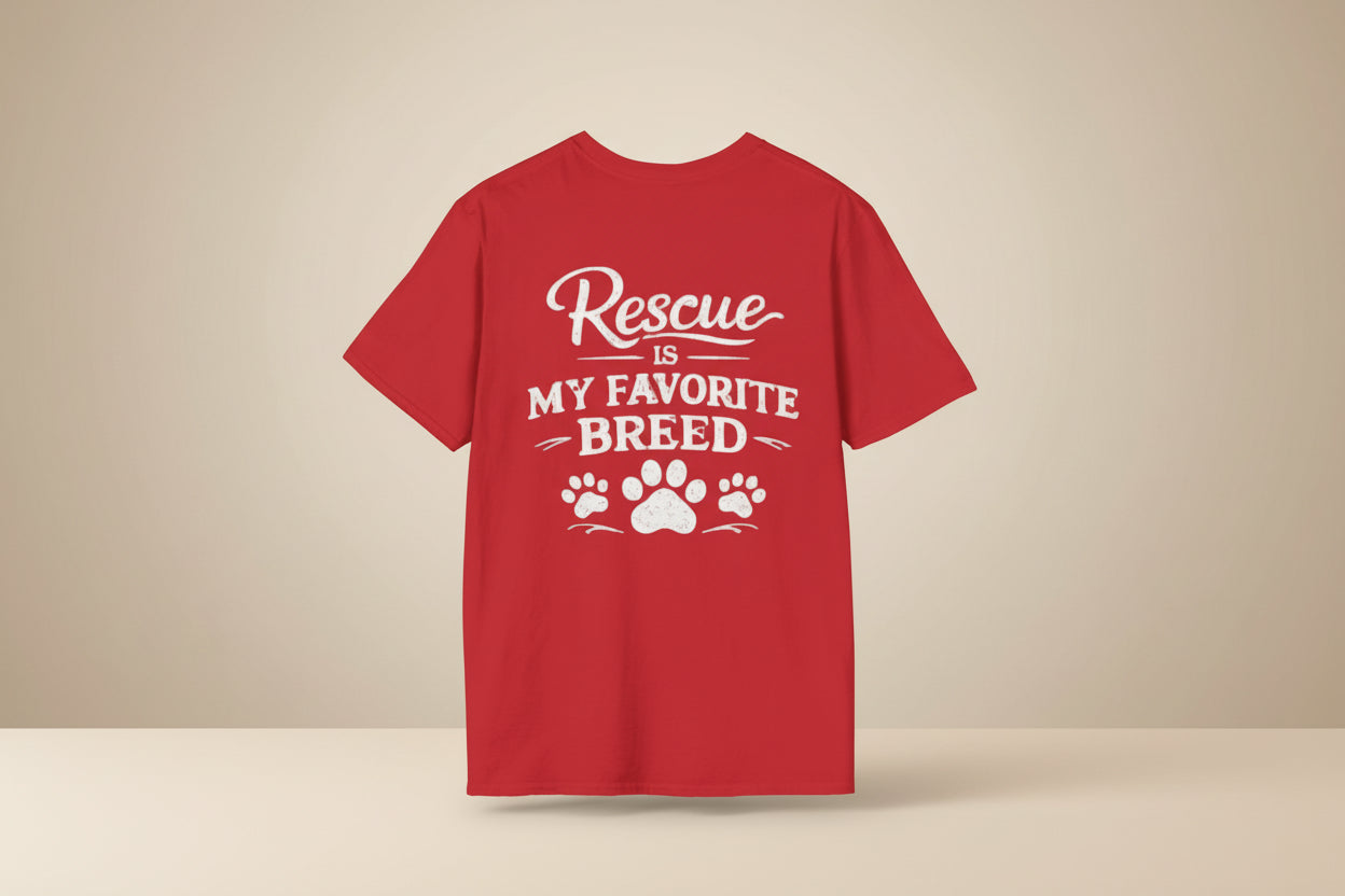 Rescue Is My Favorite Breed T-Shirt Rescue Dog Paw Tee
