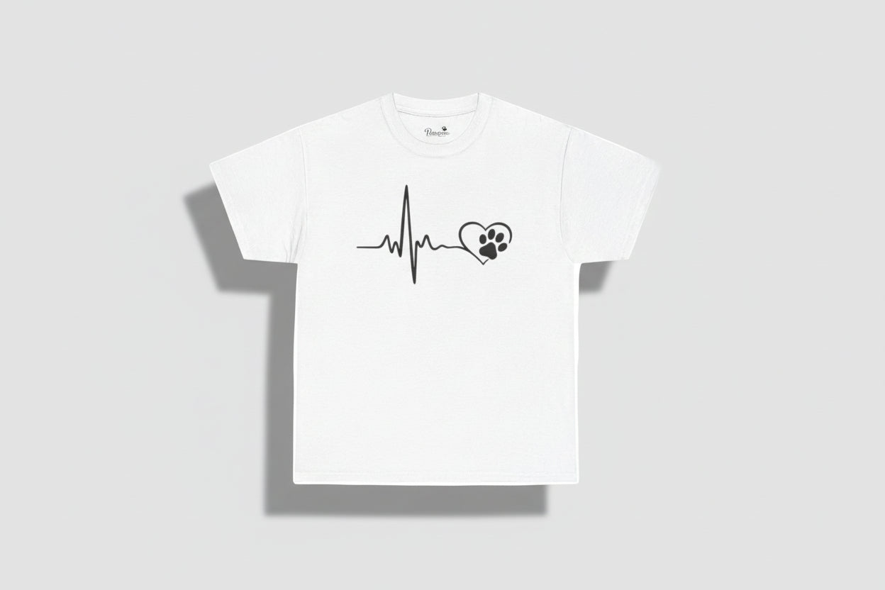 Pet Paw Heartbeat T-Shirt — Dog Lover Paw Print Tee