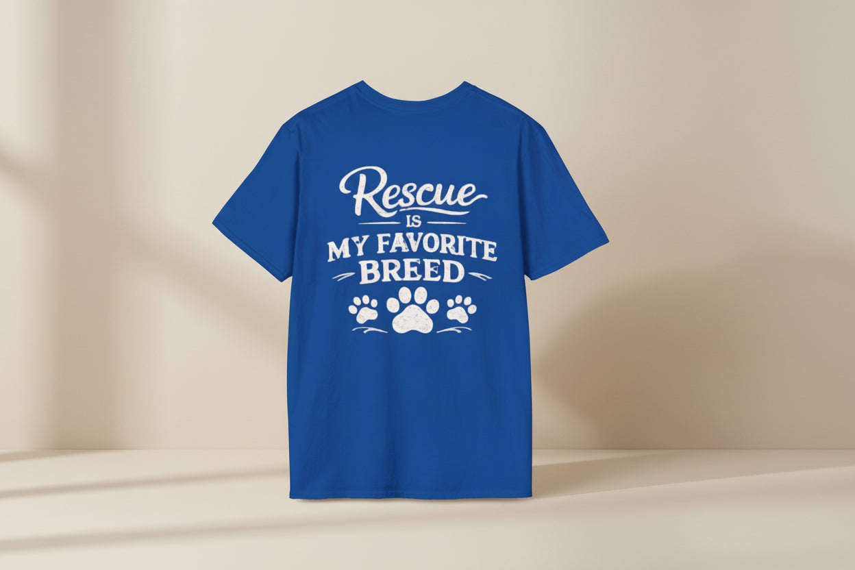 Rescue Is My Favorite Breed T-Shirt Rescue Dog Paw Tee