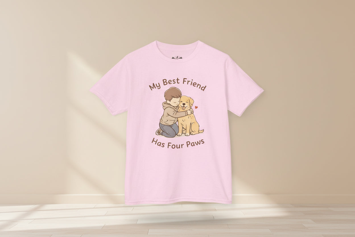 My Best Friend Has Four Paws Kids T-Shirt | Cute Dog Lover Shirt for Boys & Girls