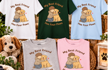 My Best Friend Has Four Paws Kids T-Shirt | Cute Dog Lover Shirt for Boys & Girls