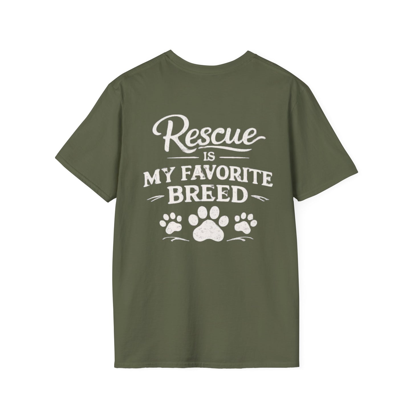 Rescue Is My Favorite Breed T-Shirt Rescue Dog Paw Tee