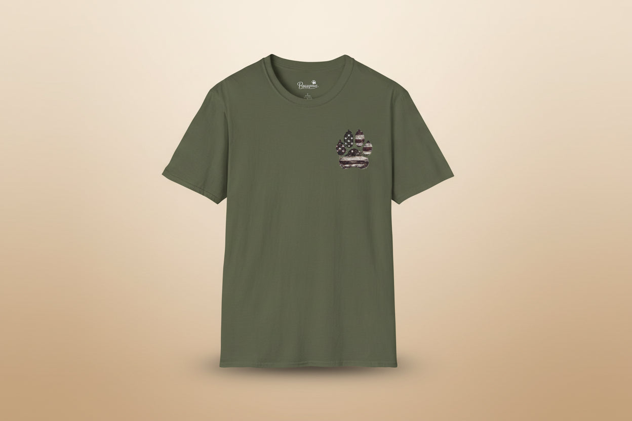 Courage Has Four Paws T-Shirt — American Flag K9 Tribute