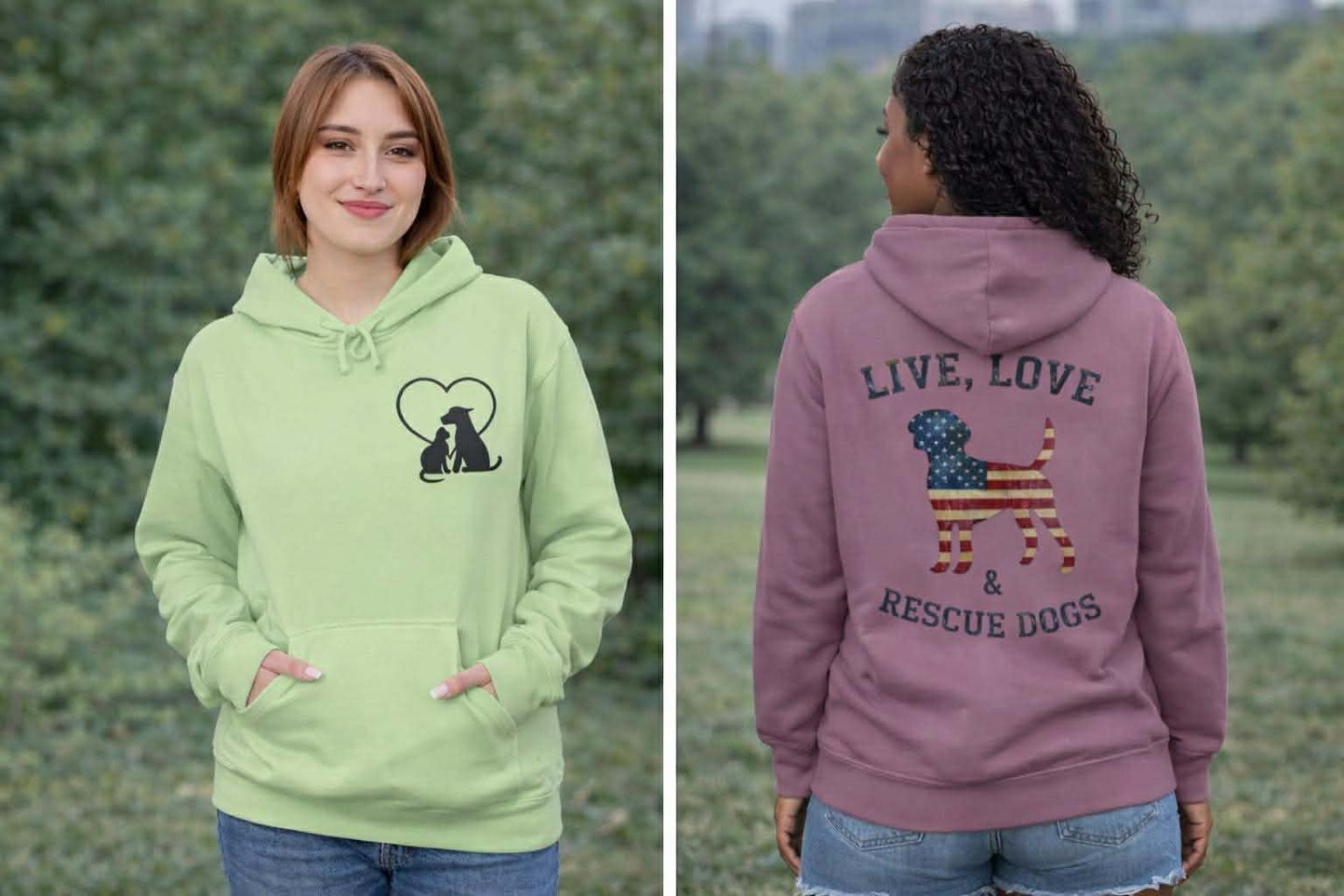 Live, Love & Rescue Dogs Hoodie