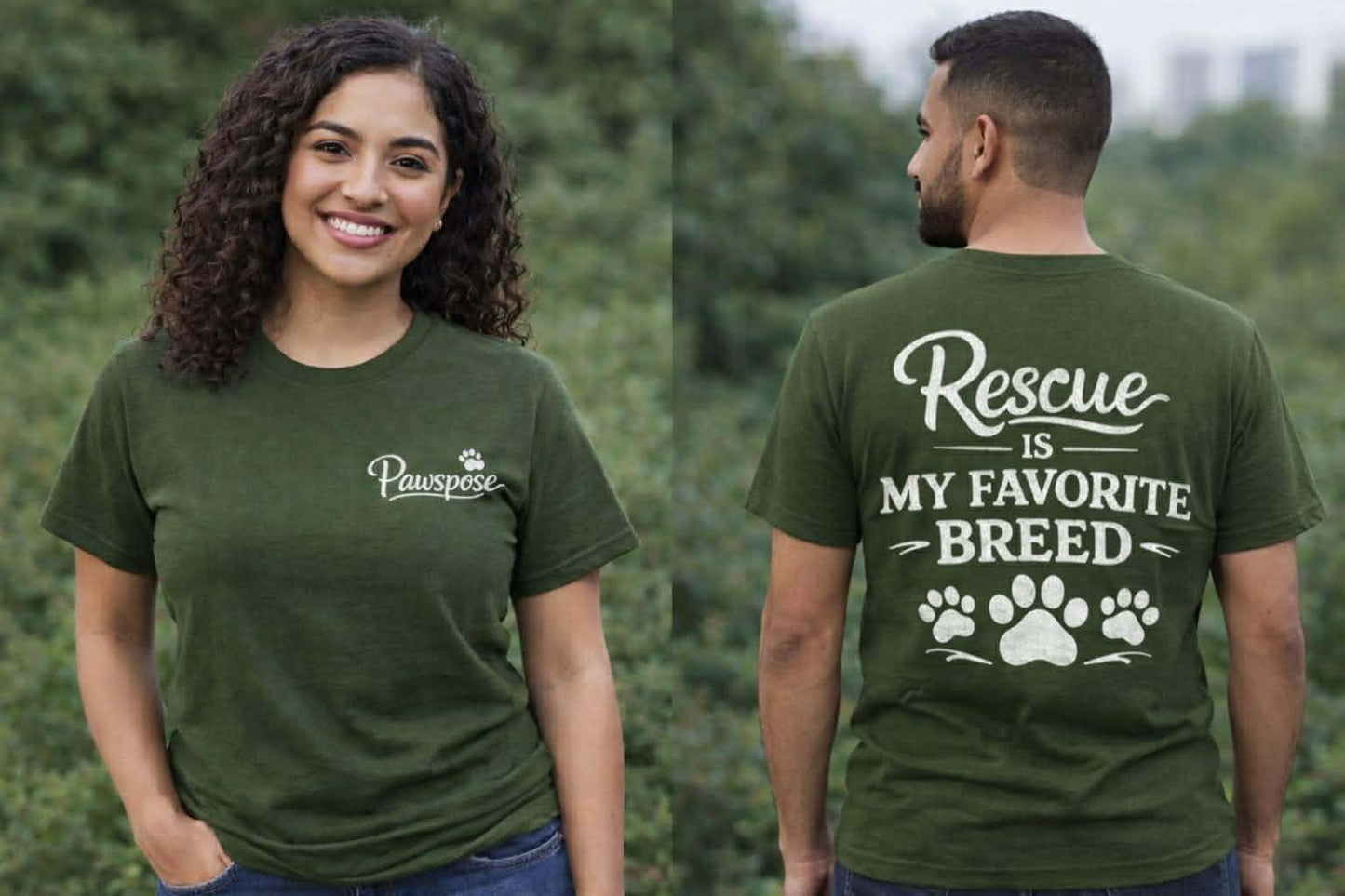 Rescue Is My Favorite Breed T-Shirt Rescue Dog Paw Tee
