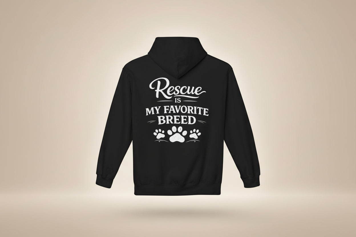 Rescue Is My Favorite Breed Unisex Midweight Fleece Hoodie